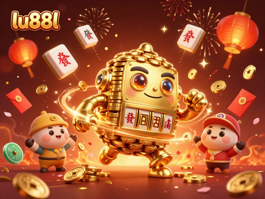 Experience exciting gaming at lu88l with a dazzling 3D golem and festive casino elements.