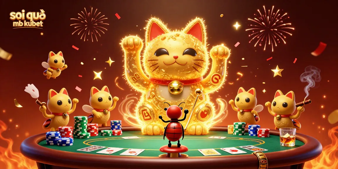 Engage with soi cầu mb kubet through a vibrant casino scene featuring animated golden fireflies and dynamic poker elements.