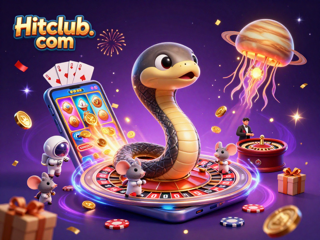 Experience thrilling bets at Hitclub. com with a vibrant, cosmic casino scene full of action.